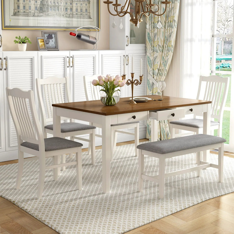 TOPMAX Mid-Century 6-Piece Wood Dining Table Set by HouseOfZazla