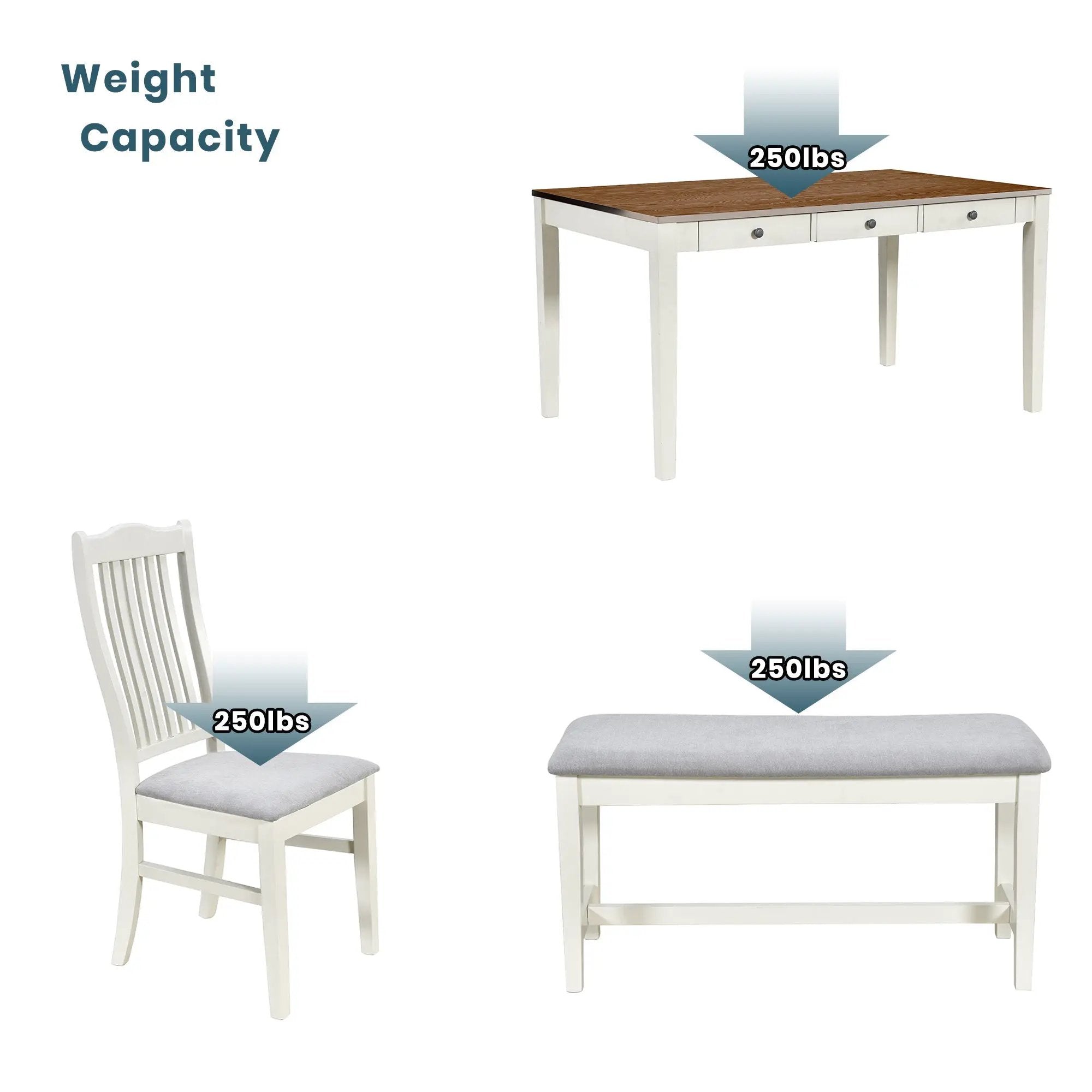 TOPMAX Mid-Century 6-Piece Wood Dining Table Set by HouseOfZazla