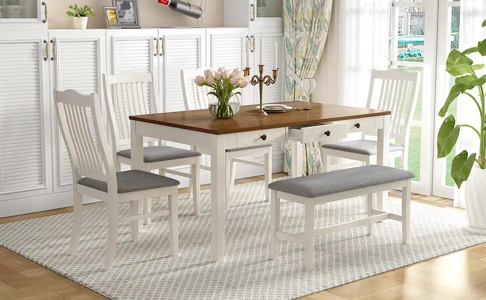 TOPMAX Mid-Century 6-Piece Wood Dining Table Set by HouseOfZazla