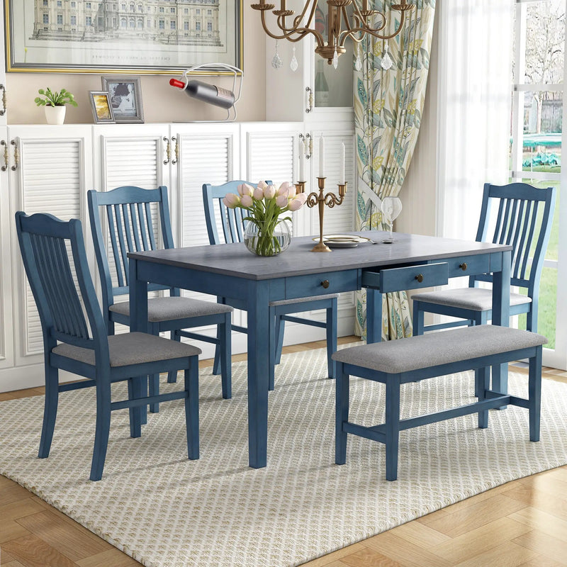 TOPMAX Mid-Century 6-Piece Wood Dining Table Set by HouseOfZazla