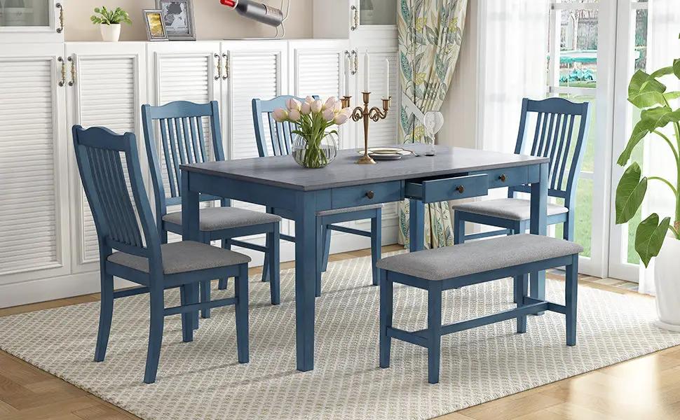TOPMAX Mid-Century 6-Piece Wood Dining Table Set by HouseOfZazla