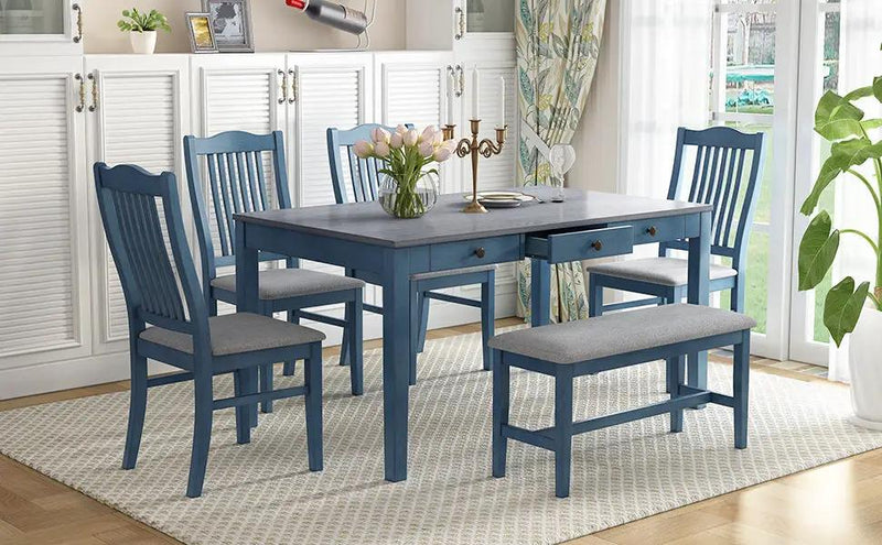 TOPMAX Mid-Century 6-Piece Wood Dining Table Set by HouseOfZazla