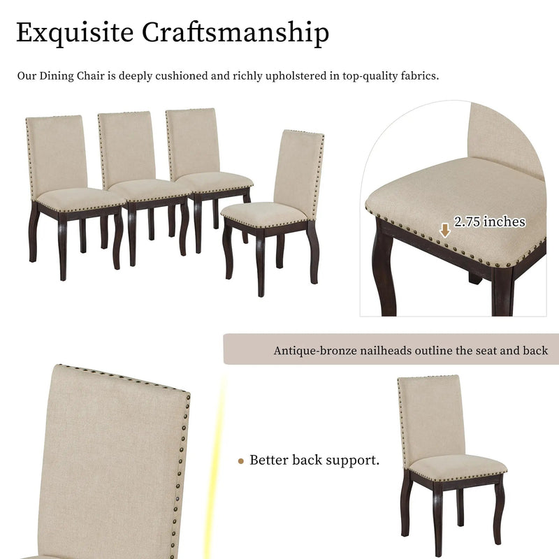 TREXM Set of 2 Dining Chairs with Nailhead (Espresso) by HouseOfZazla