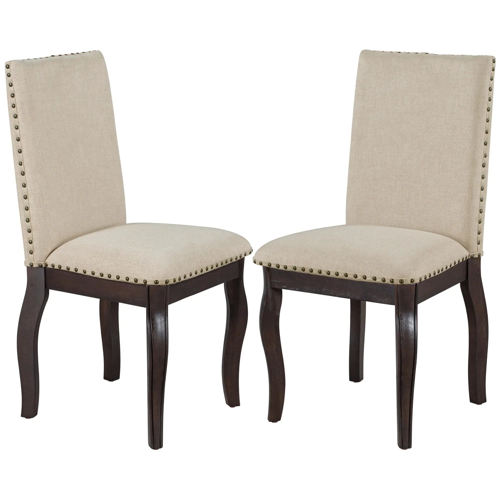 TREXM Set of 2 Dining Chairs with Nailhead (Espresso) by HouseOfZazla