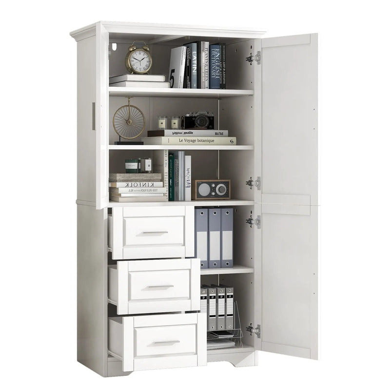 Tall and Wide Storage Cabinet with Doors for Bathroom or Office by HouseOfZazla