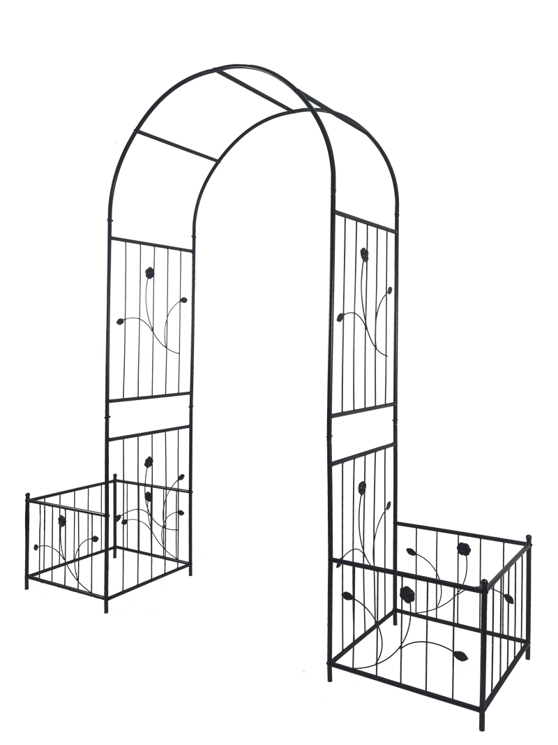 Metal Garden Arch with Two Plant Stands by HouseOfZazla
