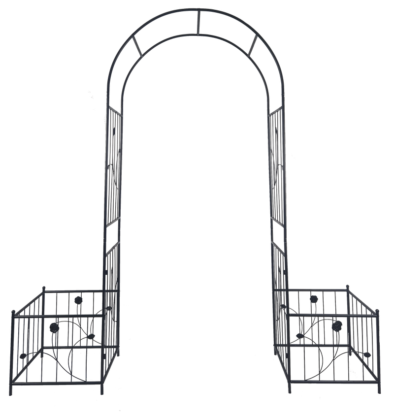 Metal Garden Arch with Two Plant Stands by HouseOfZazla
