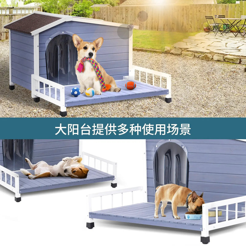 Large Wooden Dog House with Terrace by HouseOfZazla