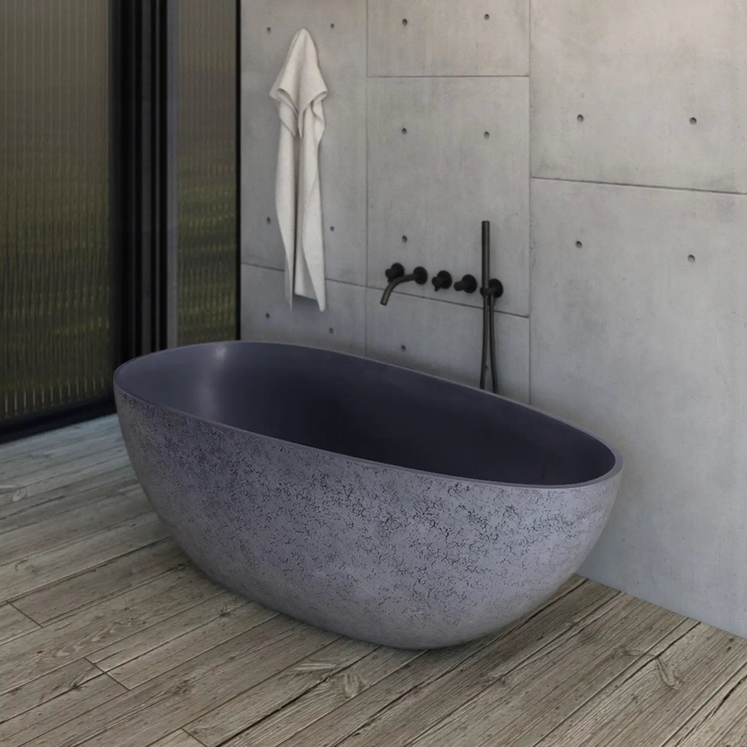 65 Inch Freestanding Solid Surface Soaking Bathtub by HouseOfZazla