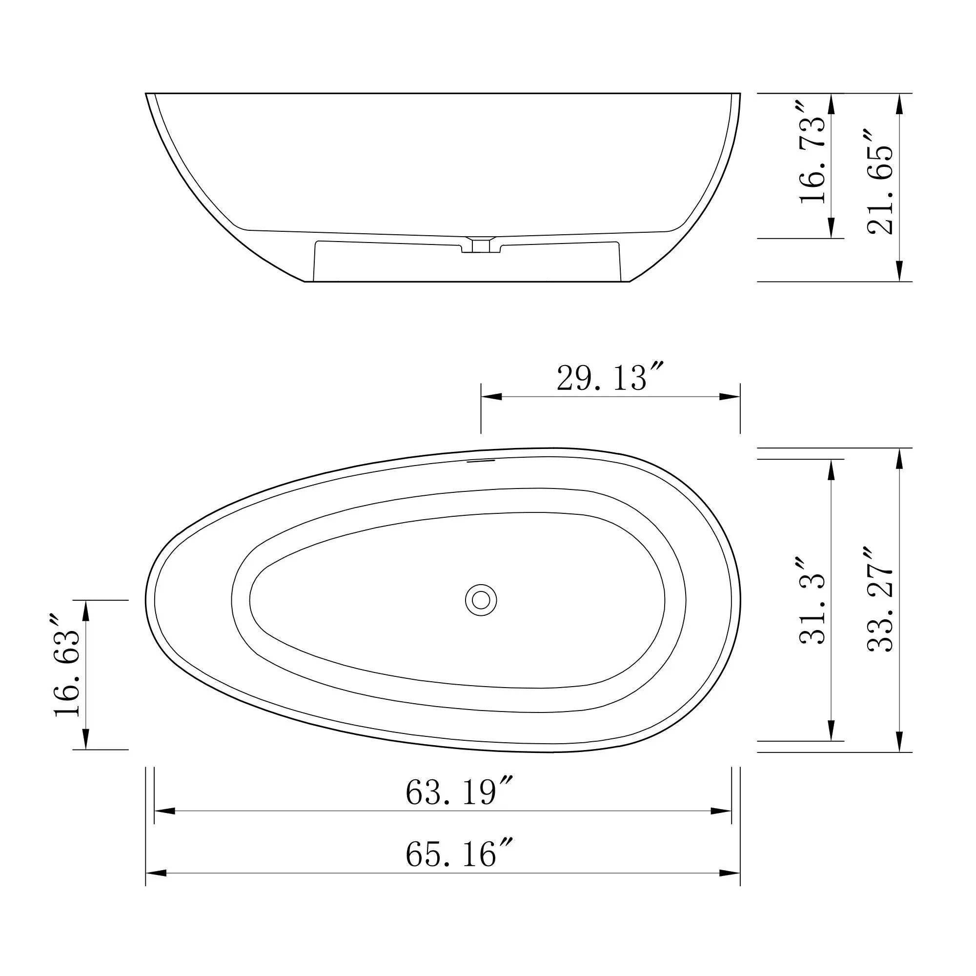 65 Inch Freestanding Solid Surface Soaking Bathtub by HouseOfZazla