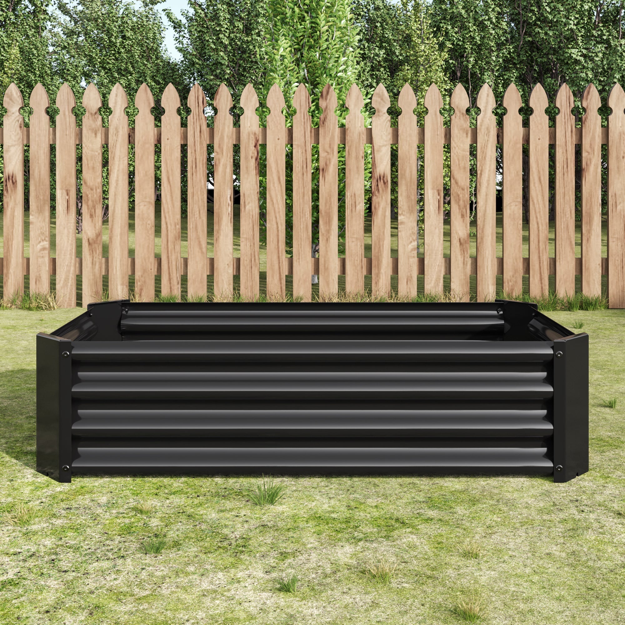 Black 4×2×1ft Metal Raised Garden Bed by HouseOfZazla