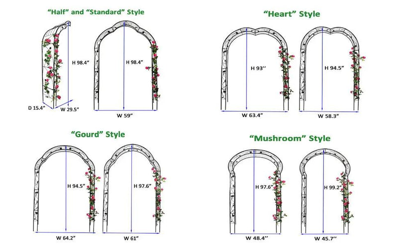 Metal Garden Arch with 8 Style Options by HouseOfZazla