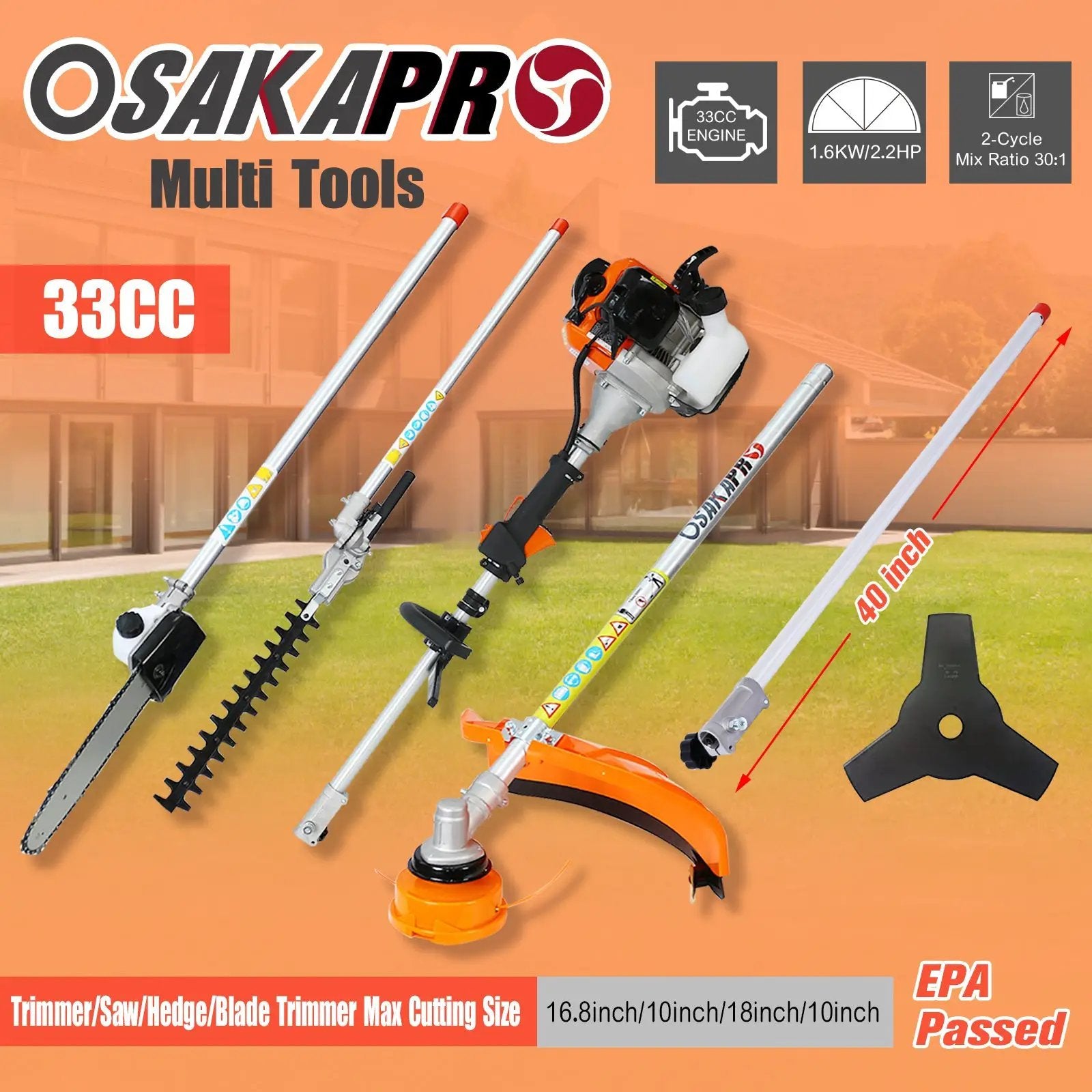 10 in 1 Multi-Functional Trimming Tool with 33CC 2-Cycle Engine by HouseOfZazla