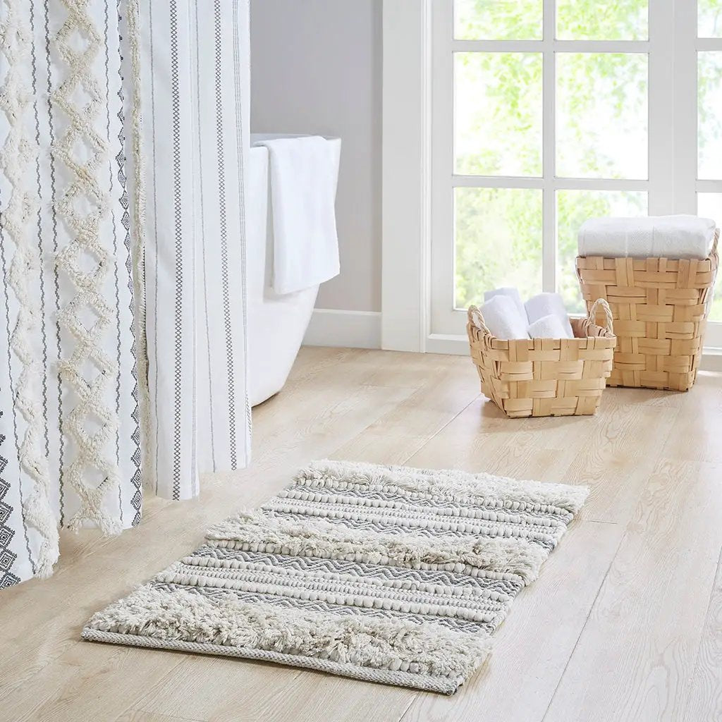 Woven Texture Stripe Bath Rug by HouseOfZazla