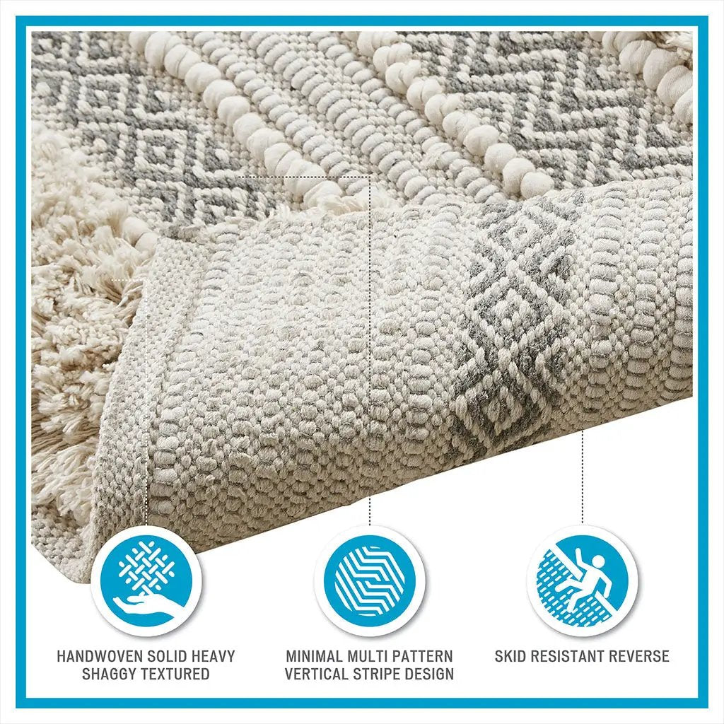 Woven Texture Stripe Bath Rug by HouseOfZazla