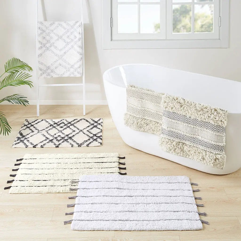 Woven Texture Stripe Bath Rug by HouseOfZazla