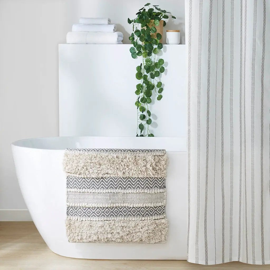 Woven Texture Stripe Bath Rug by HouseOfZazla