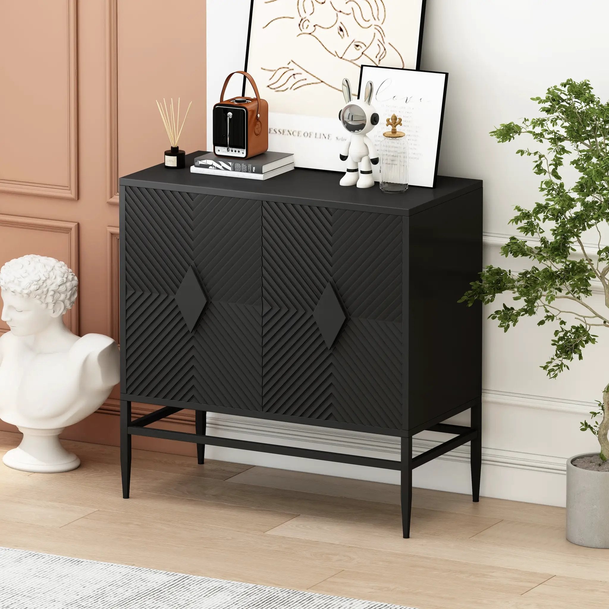 Modern 2 Door Wooden Storage Cabinet Accent Cabinet by HouseOfZazla