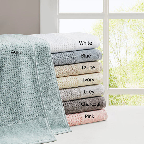 Cotton Waffle Jacquard Antimicrobial Bath Towel 6 Piece Set, photo 2 of 10