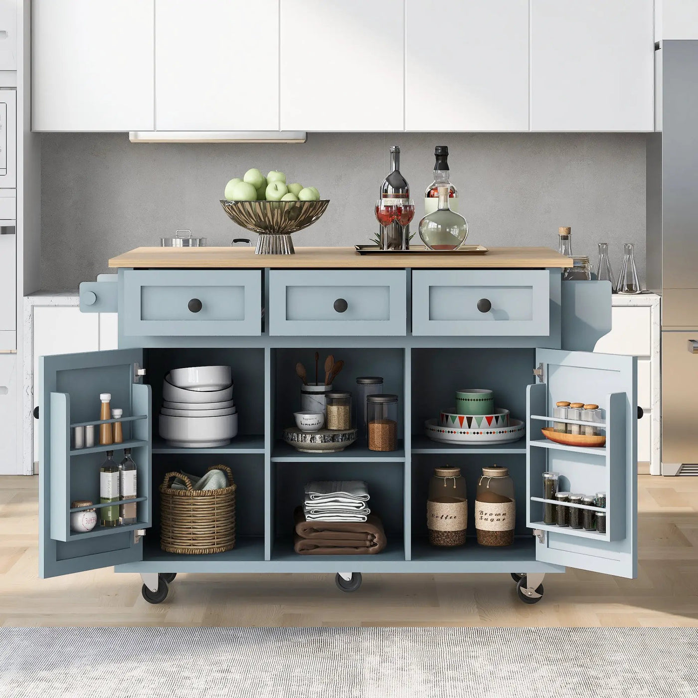 Kitchen Cart with Rubberwood Drop-Leaf Countertop by HouseOfZazla