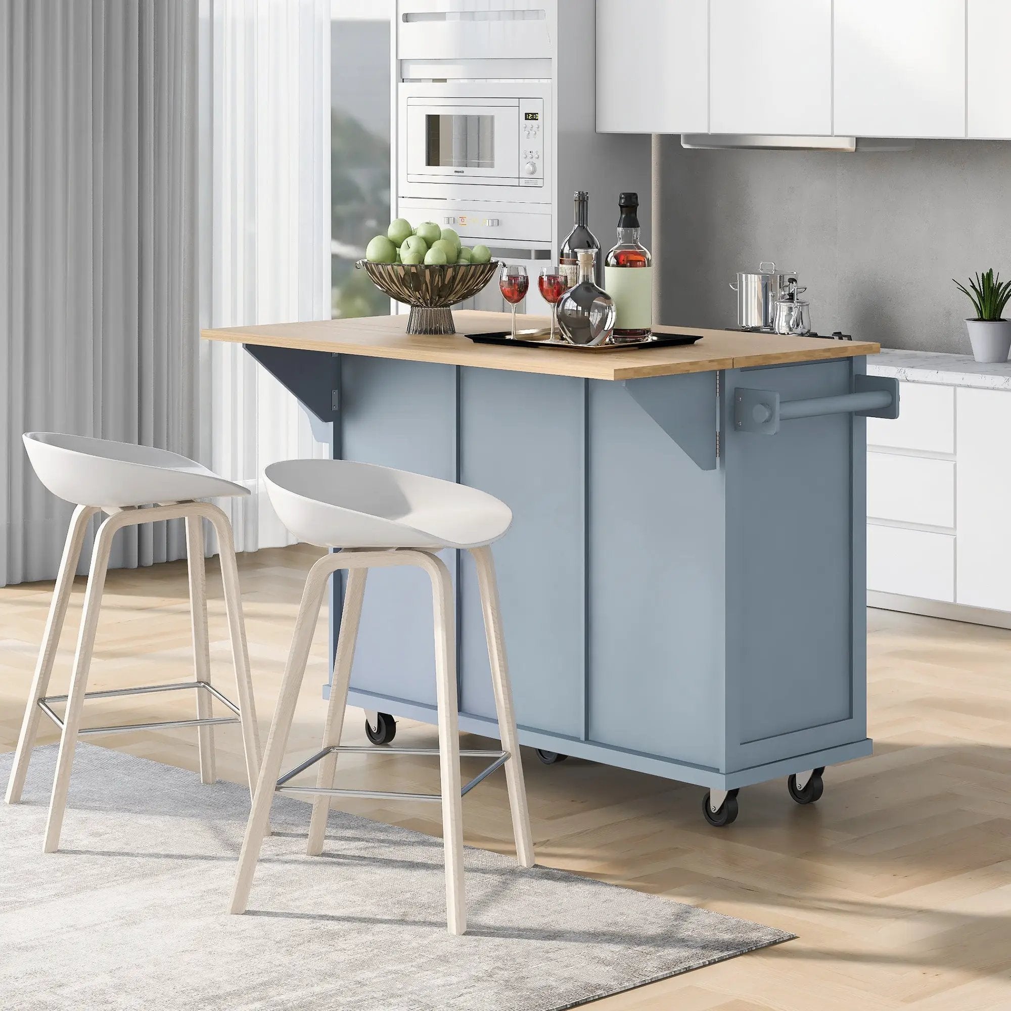 Kitchen Cart with Rubberwood Drop-Leaf Countertop by HouseOfZazla