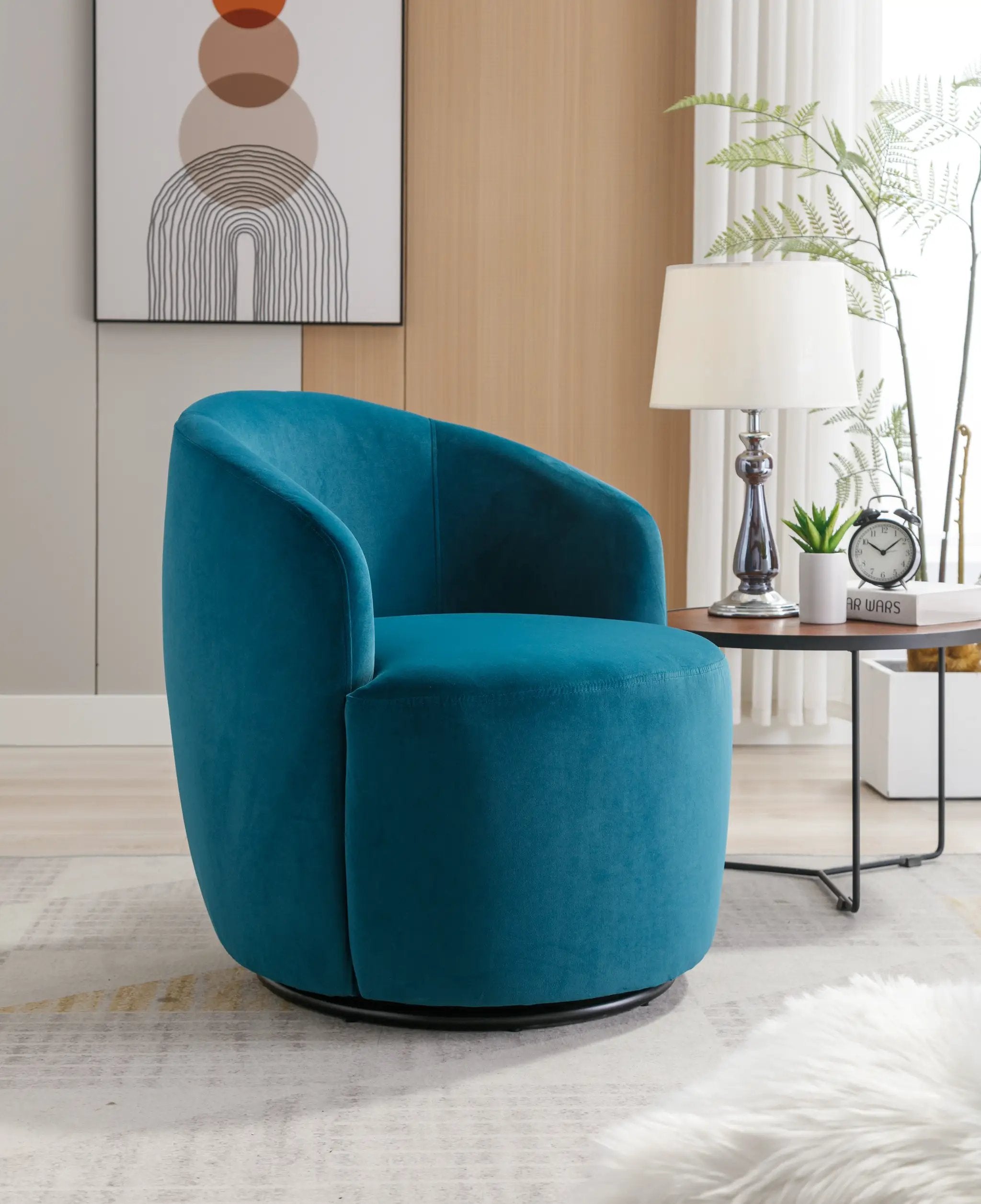 Velvet Fabric Swivel Accent Armchair by HouseOfZazla