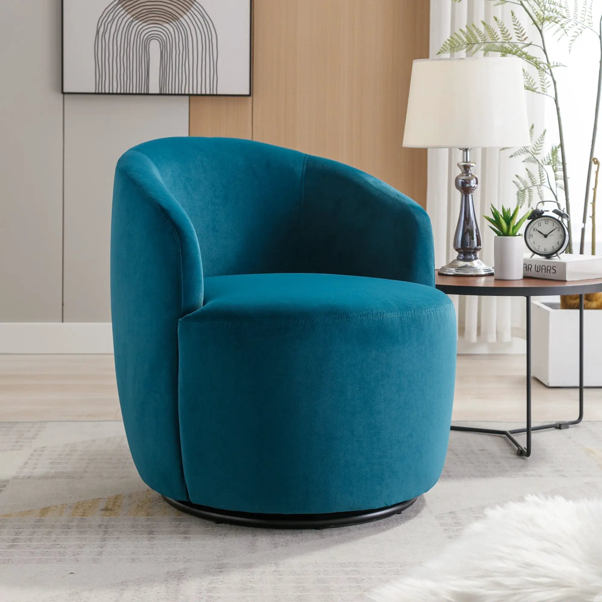 Velvet Fabric Swivel Accent Armchair by HouseOfZazla
