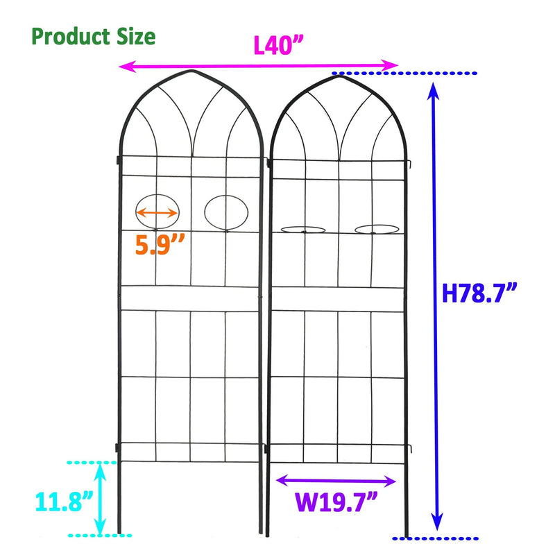 2 Pack Metal Garden Trellis 78.7" x 19.7" by HouseOfZazla