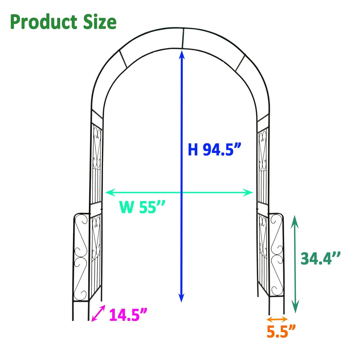 Metal Garden Arch W55'' x H94.5'' by HouseOfZazla