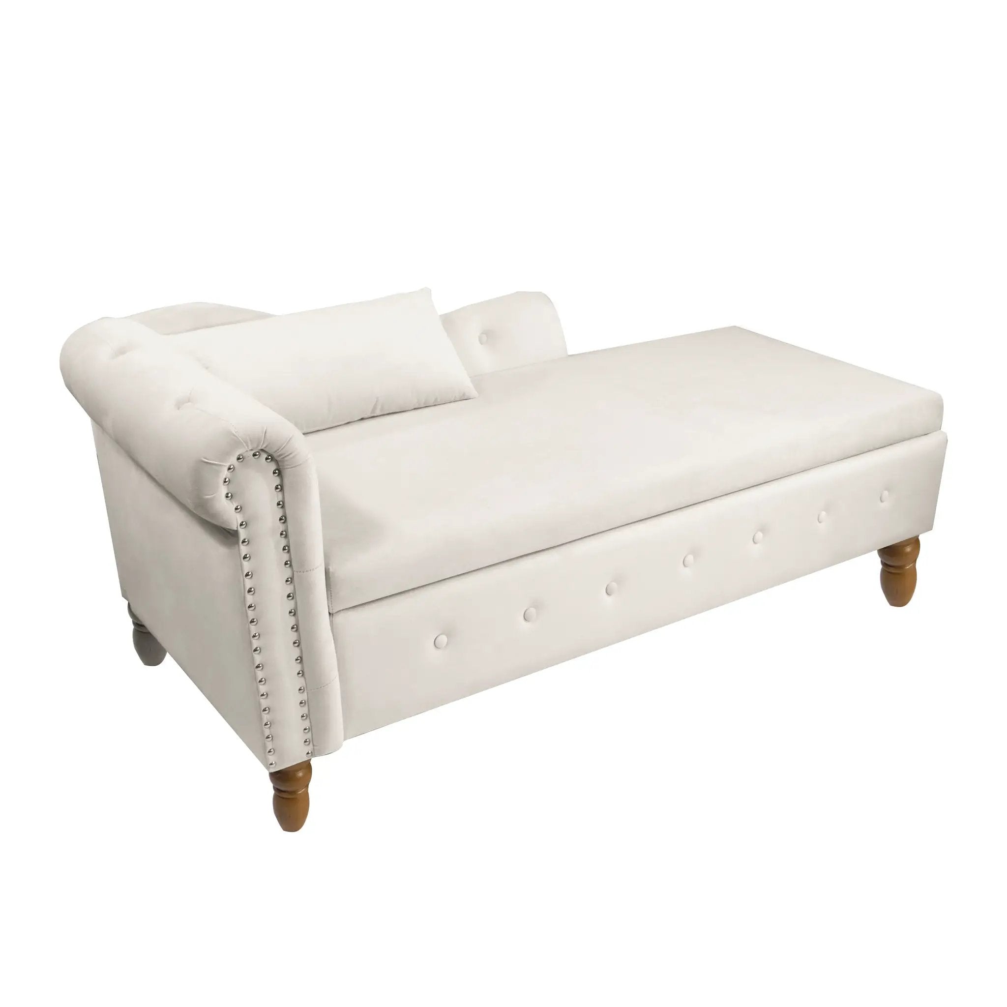 Beige Chaise Lounge Indoor - Velvet Lounge Chair for Bedroom by HouseOfZazla