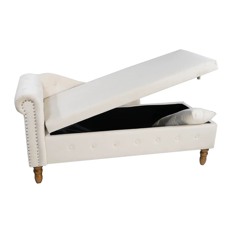 Beige Chaise Lounge Indoor - Velvet Lounge Chair for Bedroom by HouseOfZazla