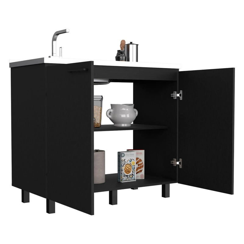 Napoles 2 Utility Sink with Cabinet, Stainless Steel Countertop, Interior Shelf - Wenge by HouseOfZazla