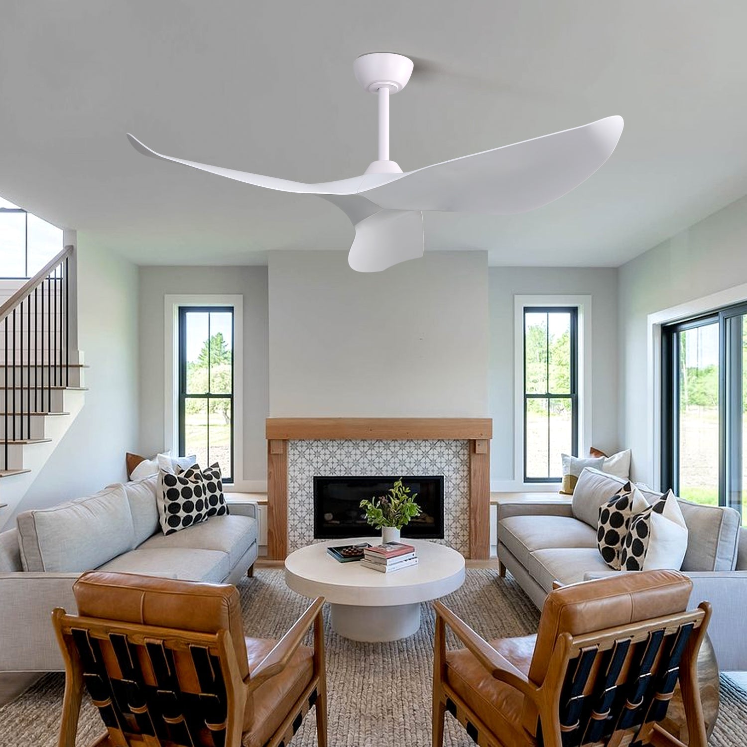 52 Inch Indoor Ceiling Fan with 6-Speed Remote and Reversible DC Motor by HouseOfZazla