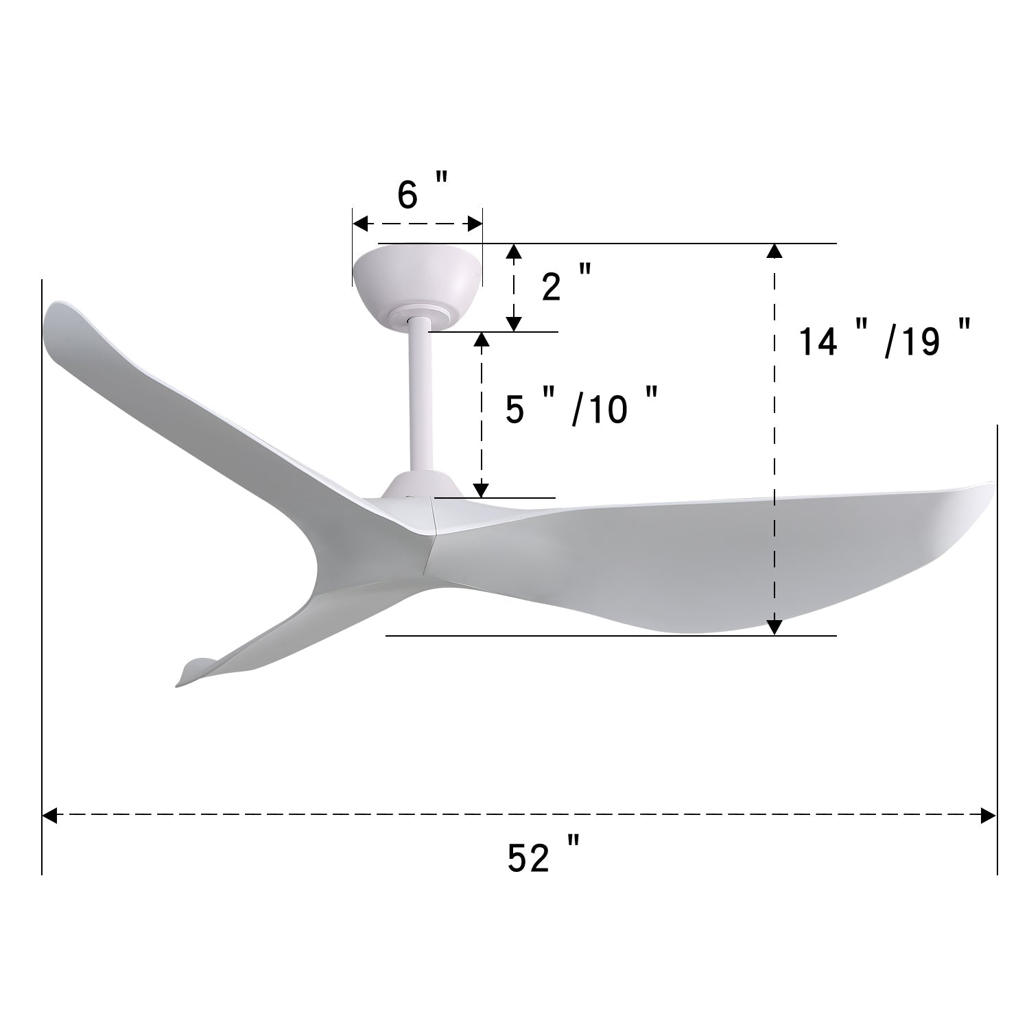 52 Inch Indoor Ceiling Fan with 6-Speed Remote and Reversible DC Motor by HouseOfZazla