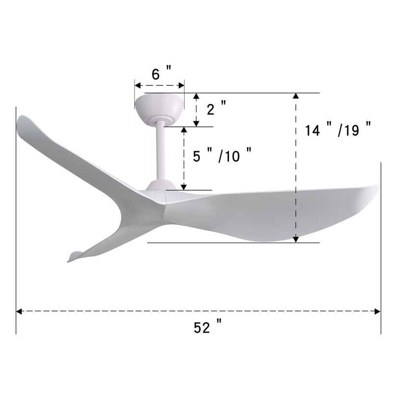 52 Inch Indoor Ceiling Fan with 6-Speed Remote and Reversible DC Motor by HouseOfZazla