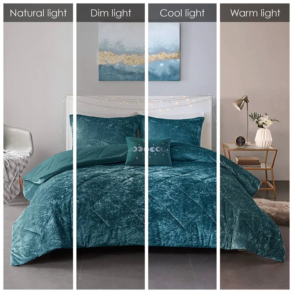 Full/Queen Velvet Comforter Set with Throw Pillow by HouseOfZazla