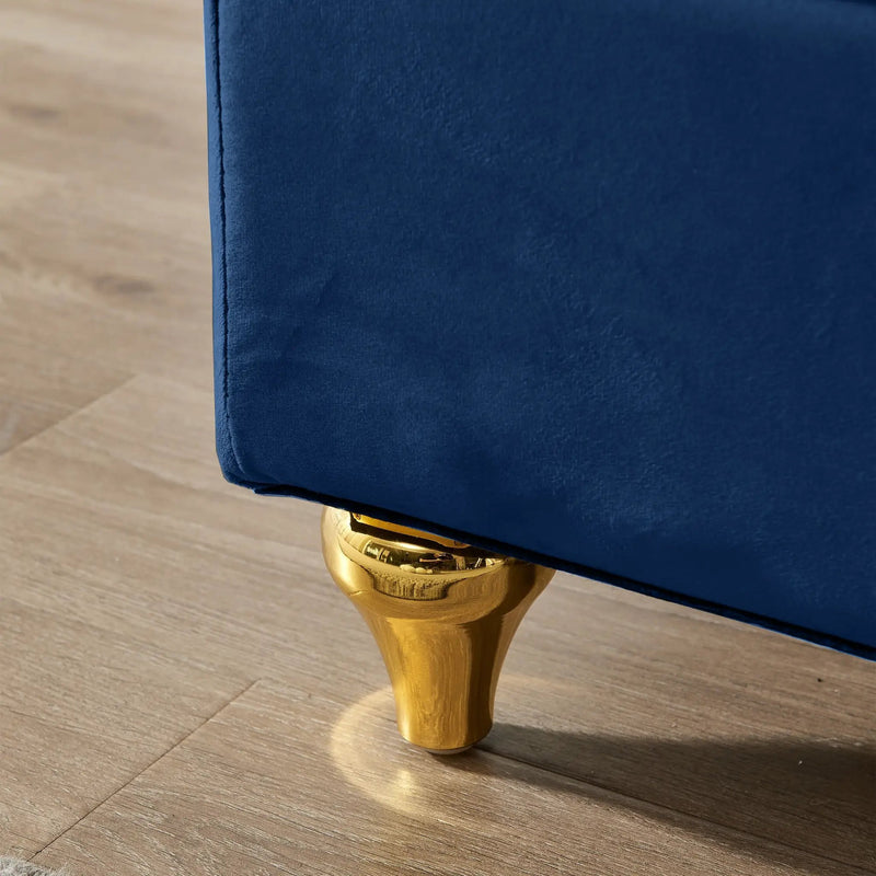 Modern Upholstery Chaise Lounge Chair with Storage Velvet - Navy Blue by HouseOfZazla