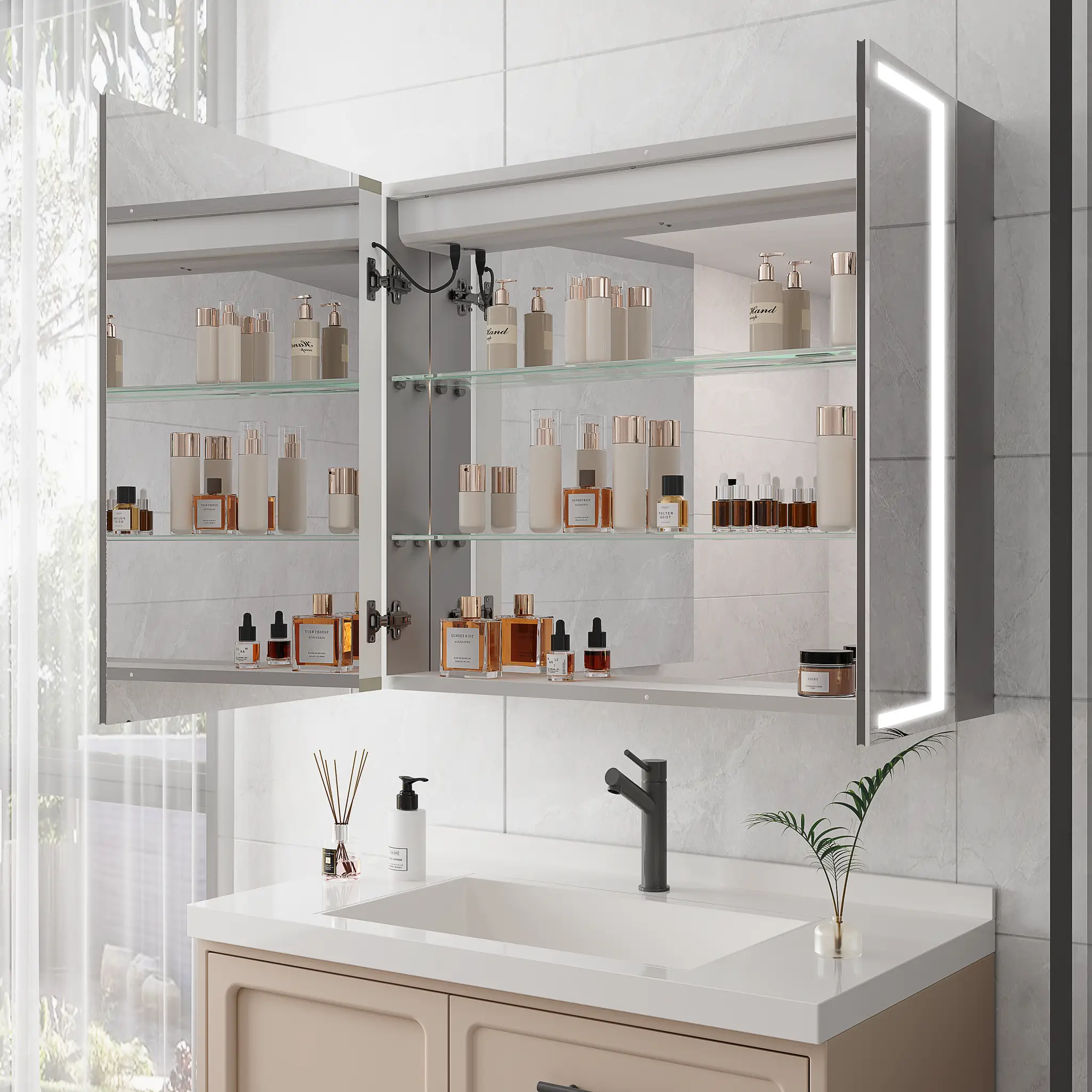 36x30 Inch Medicine Cabinet with LED Vanity Mirror by HouseOfZazla