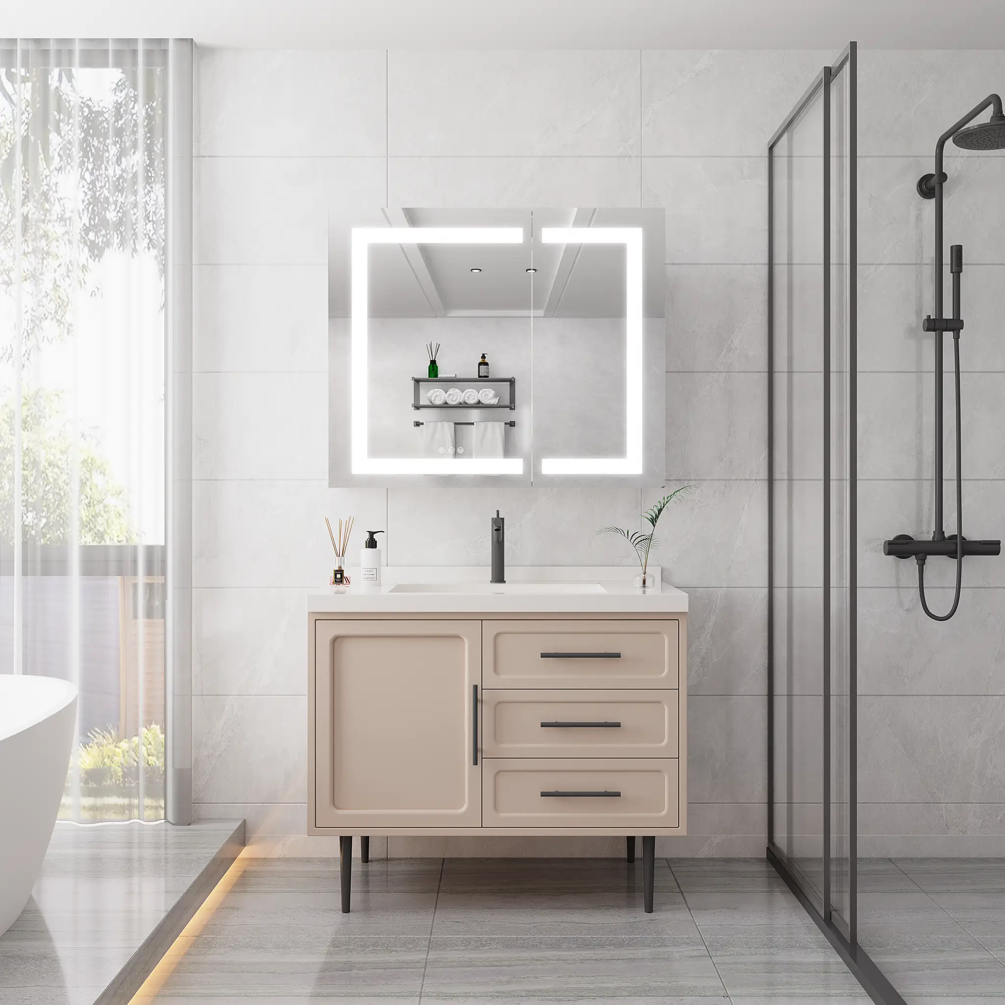 36x30 Inch Medicine Cabinet with LED Vanity Mirror by HouseOfZazla