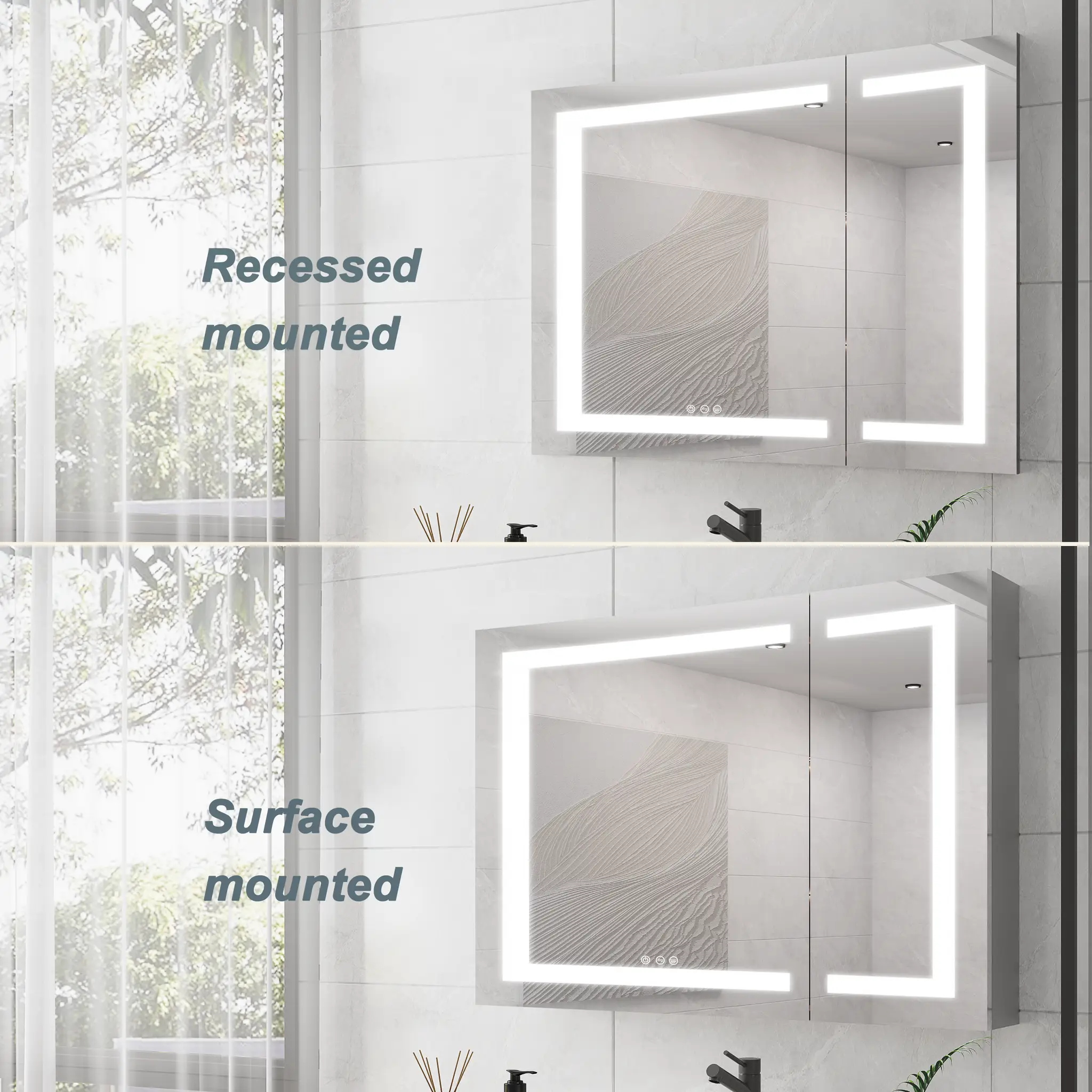 36x30 Inch Medicine Cabinet with LED Vanity Mirror by HouseOfZazla
