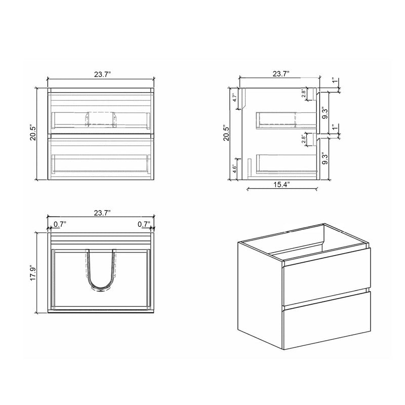 Alice 24W 201 Wall Mount Bathroom Vanity Without Basin by HouseOfZazla