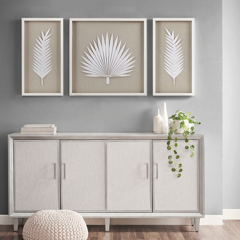 Framed Rice Paper Palm Leaves 3-piece Shadowbox Wall Décor Set, photo 7 of 10