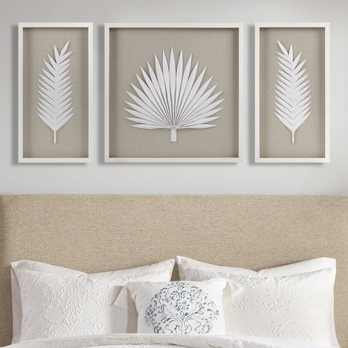 Framed Rice Paper Palm Leaves 3-piece Shadowbox Wall Décor Set, photo 10 of 10