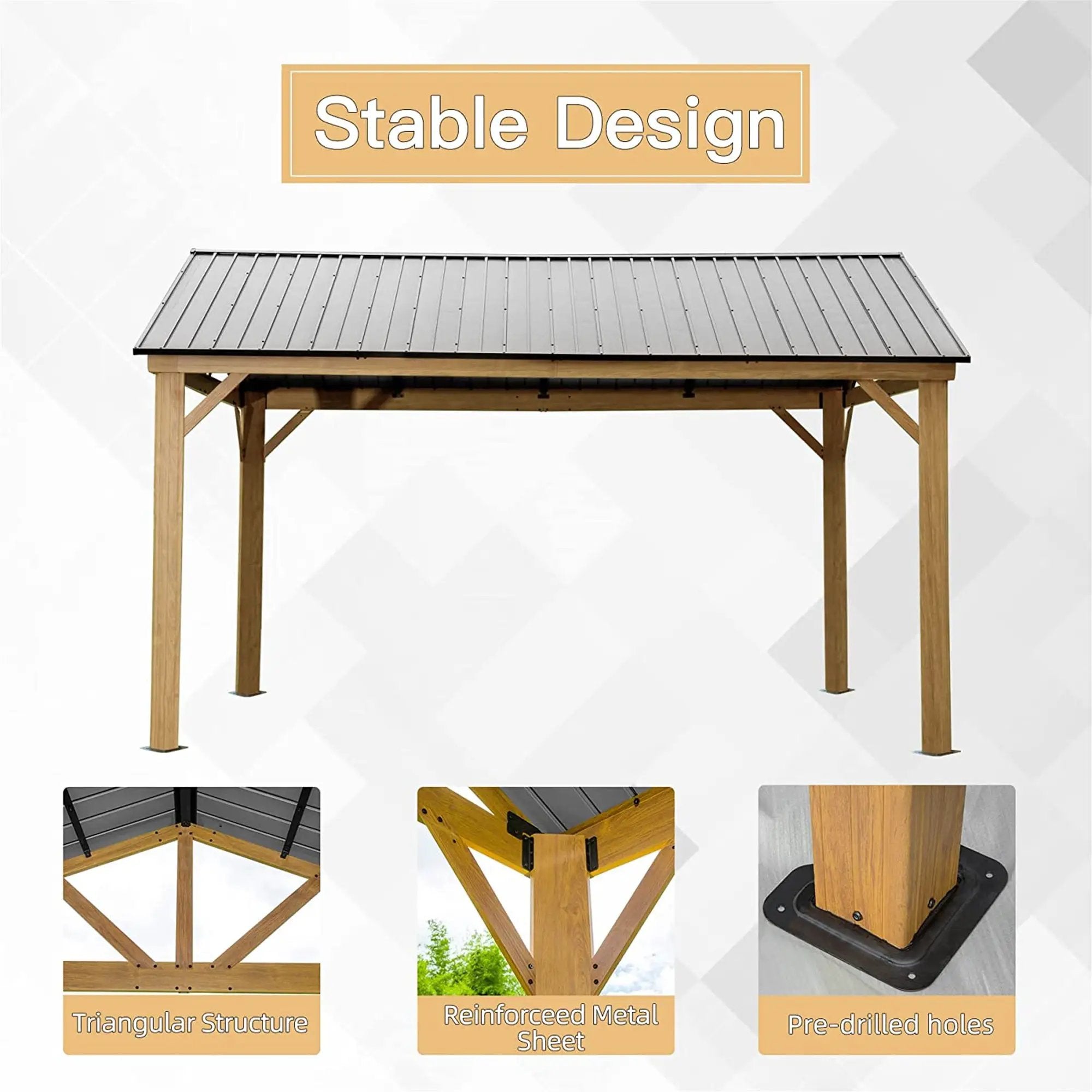 12'x14' Hardtop Gazebo Outdoor Aluminum Gazebo by HouseOfZazla