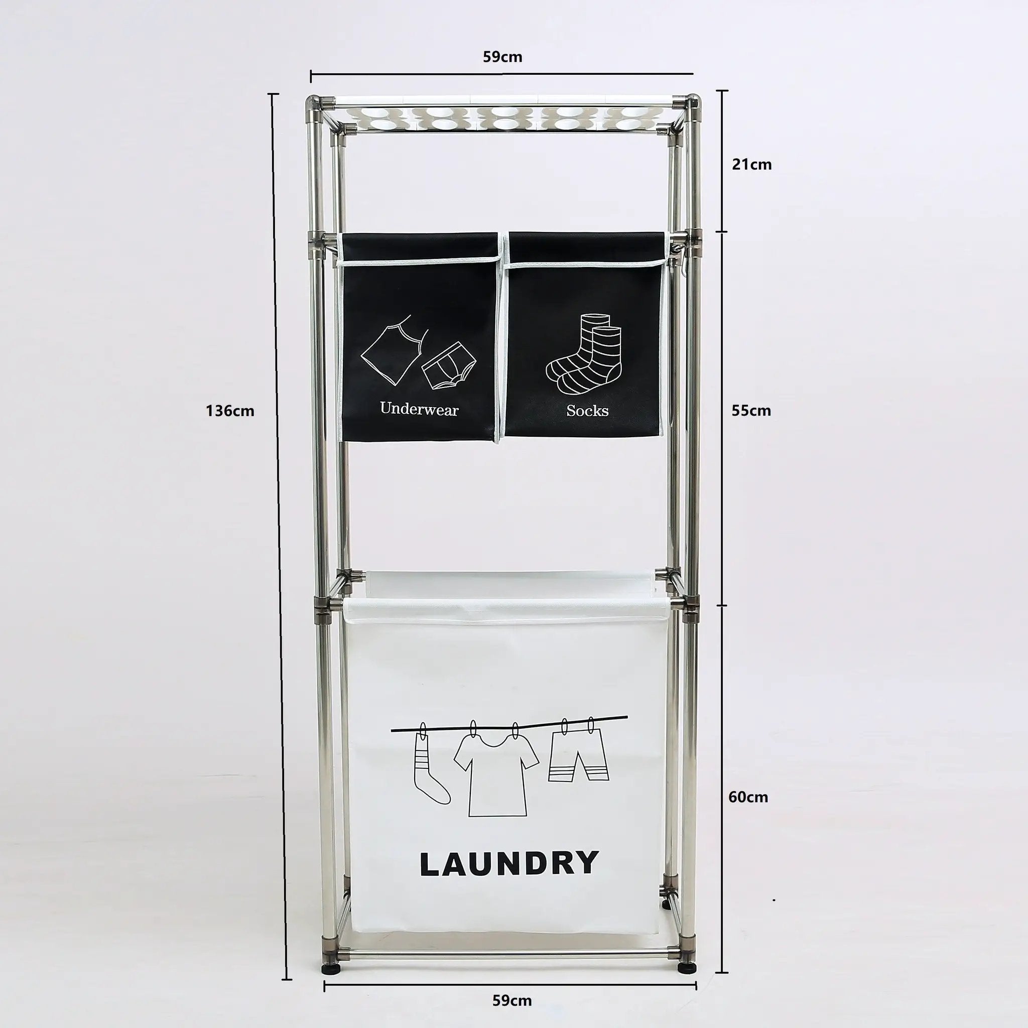 3 Tier Laundry Hamper Sorter with 4 Removable Bags by HouseOfZazla
