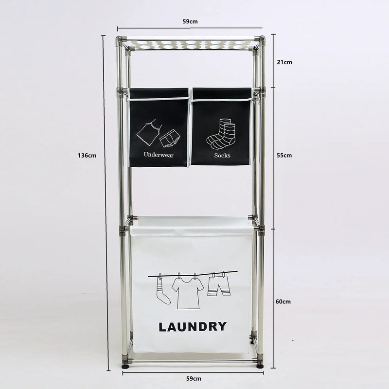 3 Tier Laundry Hamper Sorter with 4 Removable Bags by HouseOfZazla