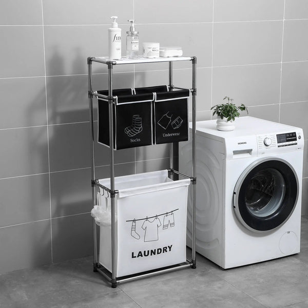 3 Tier Laundry Hamper Sorter with 4 Removable Bags