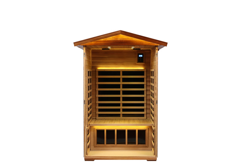 Two-Person Far-Infrared Outdoor Sauna with Carbon Heating Panels - Solid Wood