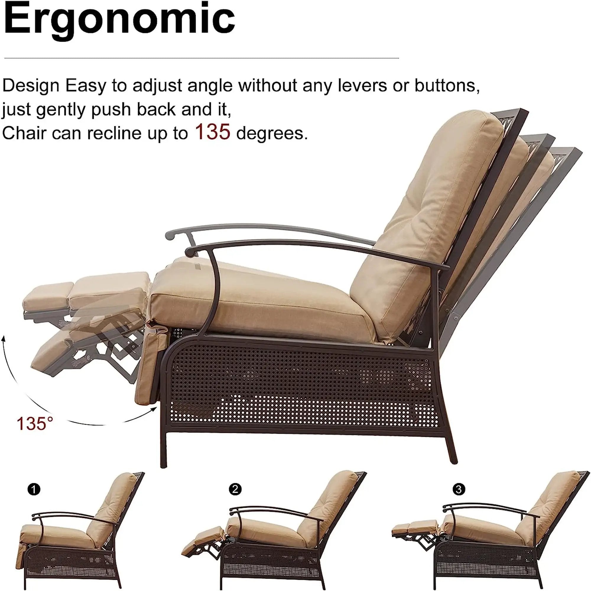 Patio Recliner Chair with Cushions by HouseOfZazla