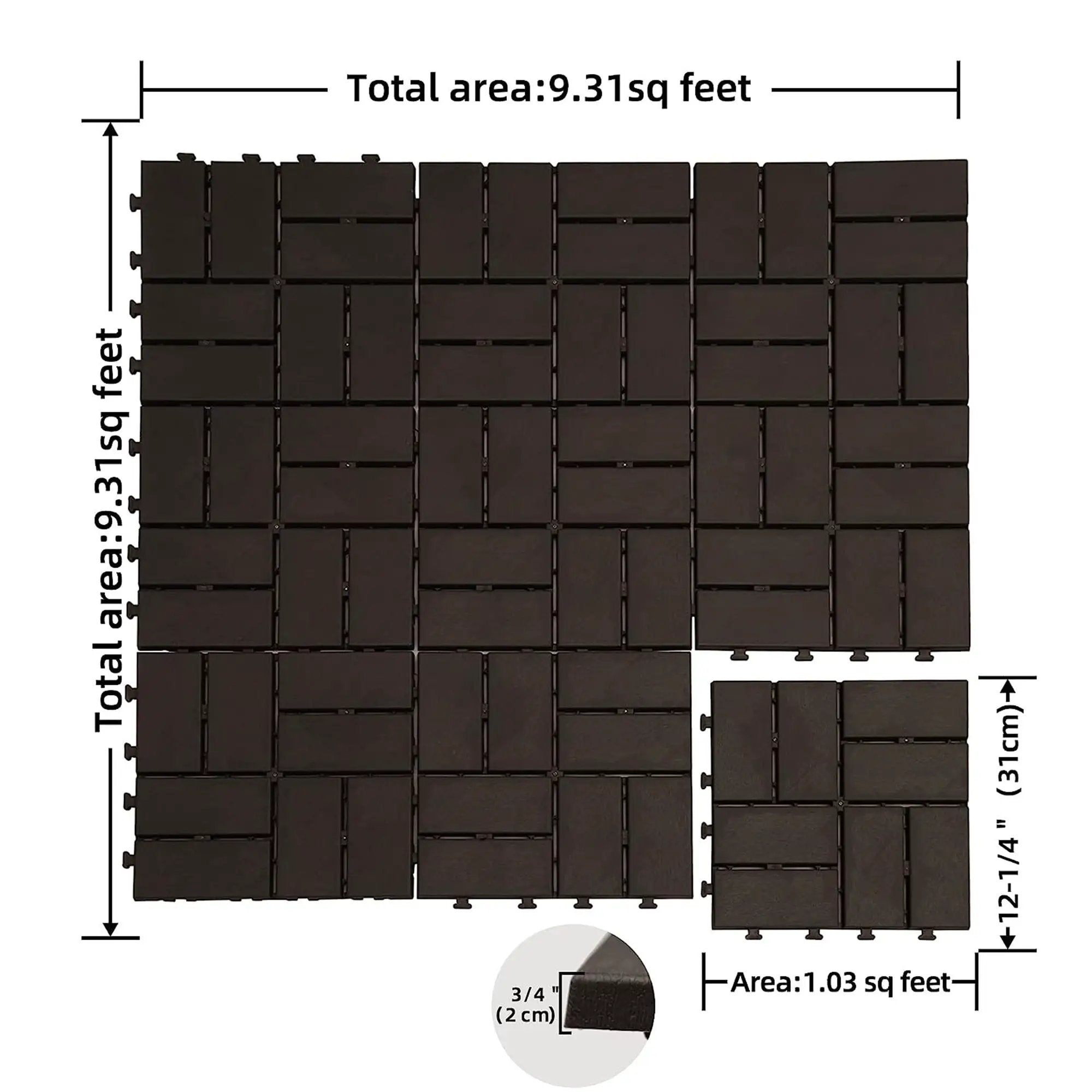 Patio Interlocking Deck Tiles - Brown (Pack of 9) by HouseOfZazla